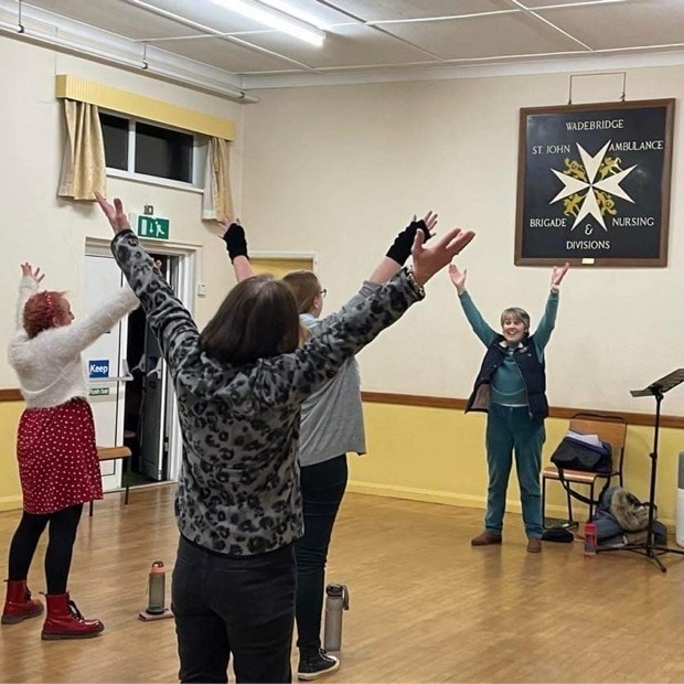 Warming up at rehearsal in Wadebridge, North Cornwall.  A good choir always warms up before singing!